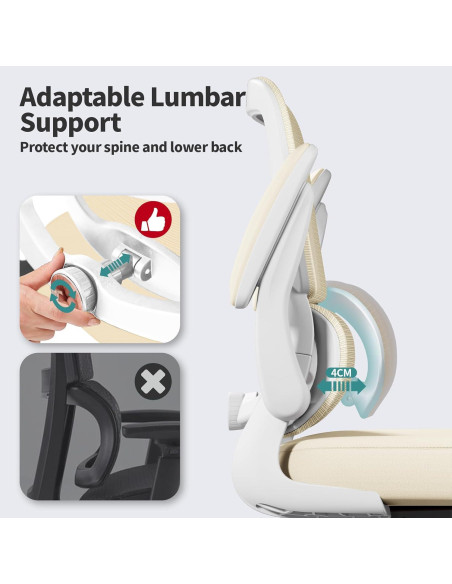 Silla de Oficina Ergonómica TRALT Beige, Soporta 149.68 kg