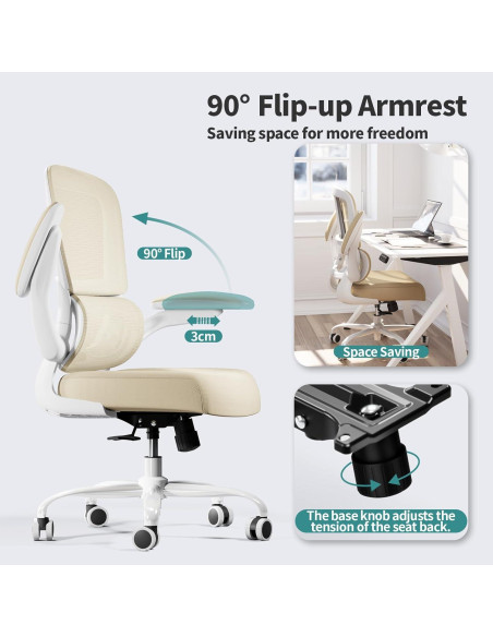 Silla de Oficina Ergonómica TRALT Beige, Soporta 149.68 kg