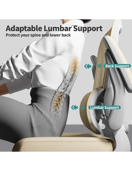 Silla de Oficina Ergonómica TRALT Beige, Soporta 149.68 kg