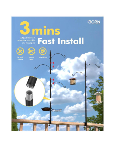 iBorn Poste para Comedero de Aves de Deck 45" (114.3 cm) Metal