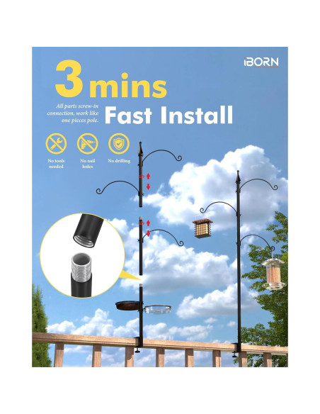 iBorn Poste para Comedero de Aves de Deck 45" (114.3 cm) Metal iBorn Poste para Comedero de Aves de Deck 45" (114.3 cm) Metal