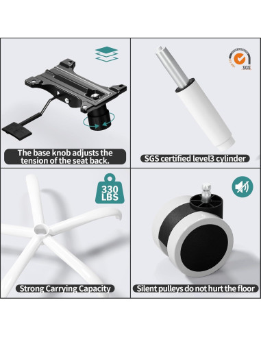 Silla de Oficina Ergonómica TRALT Beige, Soporta 149.68 kg