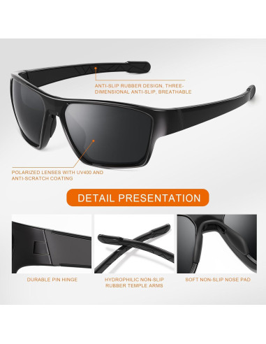 Gafas de sol polarizadas SUOSO TR90 UV400 para hombres y mujeres