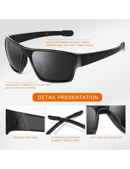 Gafas de sol polarizadas SUOSO TR90 UV400 para hombres y mujeres