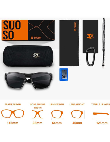 Gafas de sol polarizadas SUOSO TR90 UV400 para hombres y mujeres