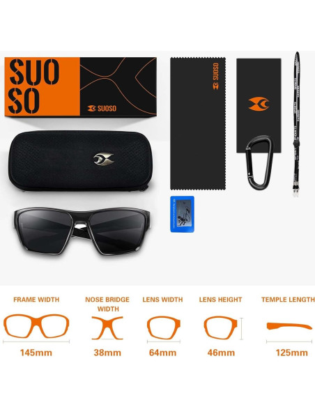 Gafas de sol polarizadas SUOSO TR90 UV400 para hombres y mujeres