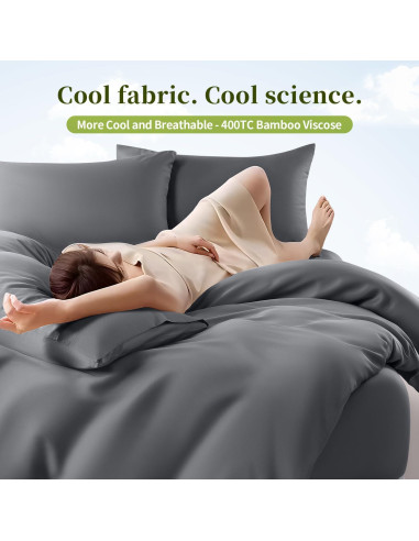 Juego de Sábanas Completo 6 Piezas Shilucheng 100% Viscosa Bambú Gris