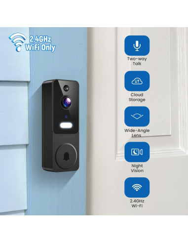 Cámara de Timbre de Video Inalámbrica ClipBlur 1080p con IA