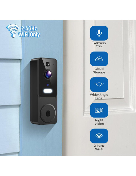 Cámara de Timbre de Video Inalámbrica ClipBlur 1080p con IA