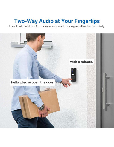 Cámara de Timbre de Video Inalámbrica ClipBlur 1080p con IA