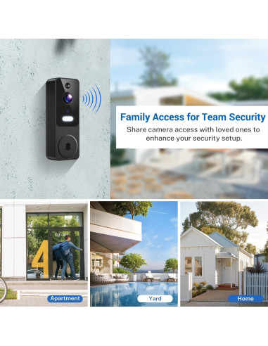 Cámara de Timbre de Video Inalámbrica ClipBlur 1080p con IA