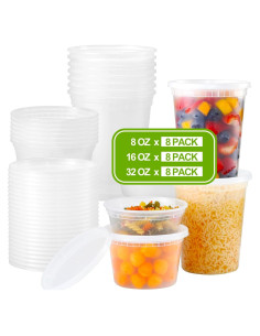 AOZITA 24 Contenedores Plásticos Herméticos para Alimentos 0.24-0.95L