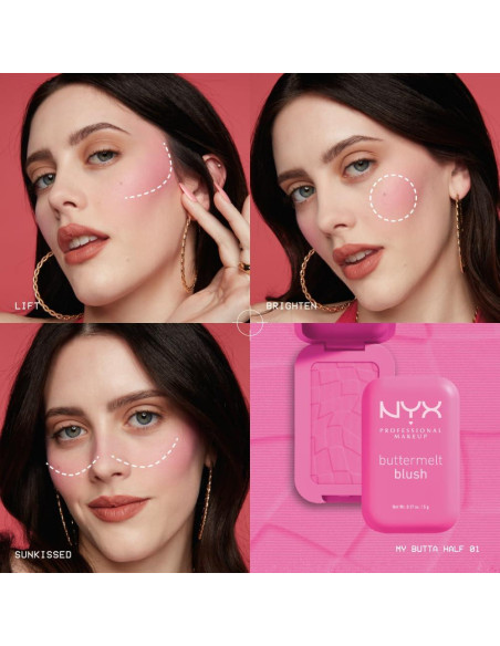 Rubor en Polvo NYX Buttermelt 4.8g - Vegano y Resistente