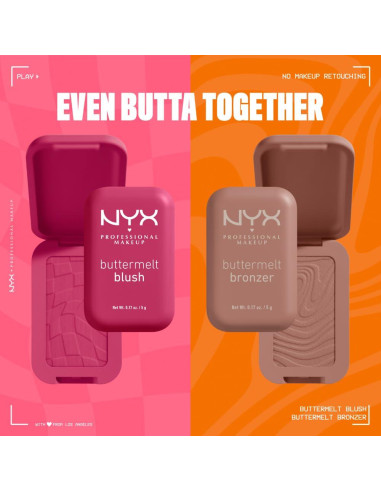 Rubor en Polvo NYX Buttermelt 4.8g - Vegano y Resistente