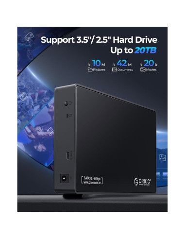 Caja Disco Duro Externo ORICO 3.5" SATA III USB 3.1 20TB