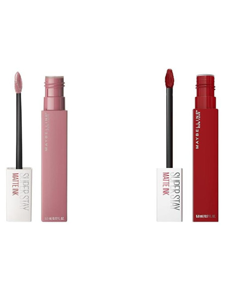Set de Labiales Líquidos Maybelline Super Stay Matte Ink - Rosa y Rojo