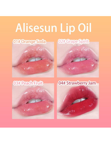 Kit de Aceite Labial Hidratante Alisesun - 4 Piezas Fruta