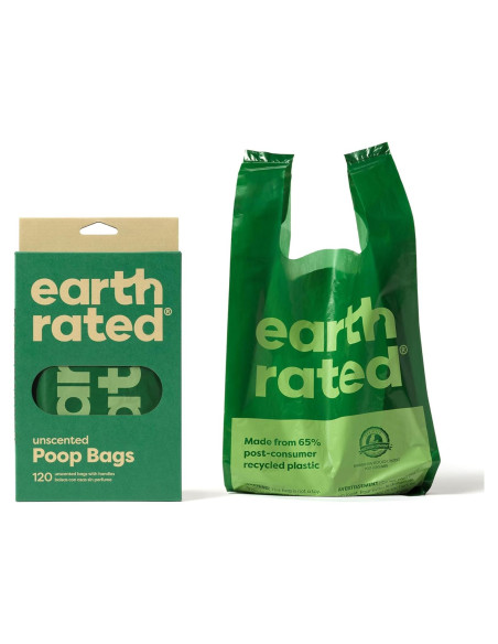Bolsas para Excrementos de Perro Earth Rated, 120 Unidades, Extra Anchas, 100% a Prueba de Fugas