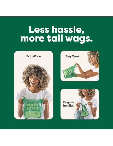 Bolsas para Excrementos de Perro Earth Rated, 120 Unidades, Extra Anchas, 100% a Prueba de Fugas