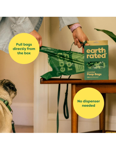 Bolsas para Excrementos de Perro Earth Rated, 120 Unidades, Extra Anchas, 100% a Prueba de Fugas