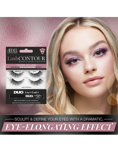 Pestañas Postizas Ardell Lash Contour 371 + Adhesivo DUO Negro