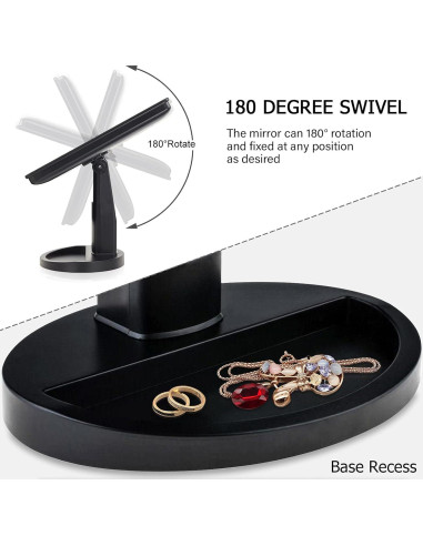 Espejo de Maquillaje Iluminado KOOKIN 26.67x16.26cm LED Ajustable