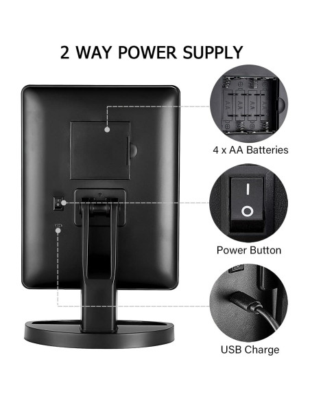 Espejo de Maquillaje Iluminado KOOKIN 26.67x16.26cm LED Ajustable