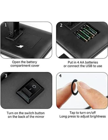 Espejo de Maquillaje Iluminado KOOKIN 26.67x16.26cm LED Ajustable