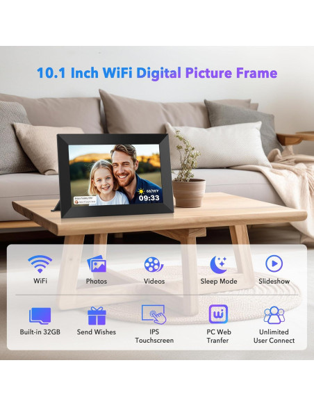 Marco de Fotos Digital WONNIE 10.1" IPS HD 32GB WiFi