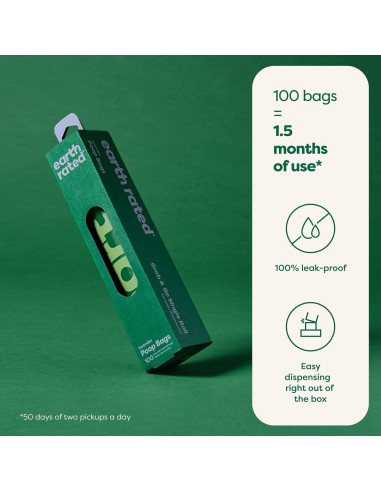 Bolsas de Poop para Perros Earth Rated, 100 Unidades Aroma Lavanda