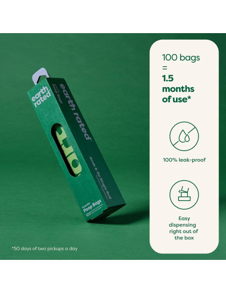 Bolsas de Poop para Perros Earth Rated, 100 Unidades Aroma Lavanda