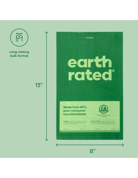 Bolsas de Poop para Perros Earth Rated, 100 Unidades Aroma Lavanda