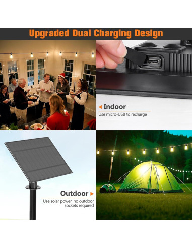 Luces Solares de Cuerda OOOLED 30.48m IP65 Vintage Edison