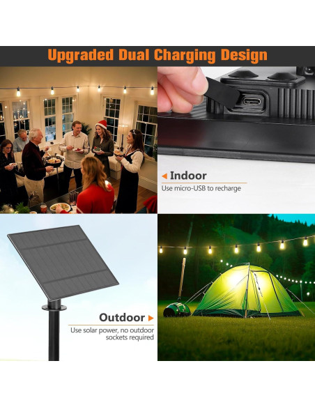 Luces Solares de Cuerda OOOLED 30.48m IP65 Vintage Edison