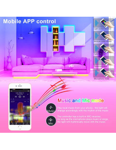 Luces de tira LED 30.48m ledecor RGB con control Bluetooth 2