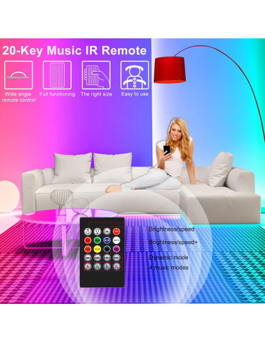 Luces de tira LED 30.48m ledecor RGB con control Bluetooth