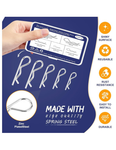 Kit de Pasadores de Cotter BONXAXK - 50 Pcs, 5 Tamaños