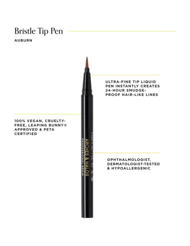 Lápiz de Cejas Arches & Halos Castaño - Vegano, Resistente a Manchas