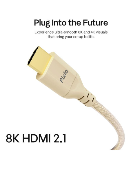 Cable HDMI 2.1 Pixio Beige 1.83 m Ultra Alta Velocidad 8K
