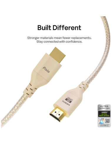 Cable HDMI 2.1 Pixio Beige 1.83 m Ultra Alta Velocidad 8K
