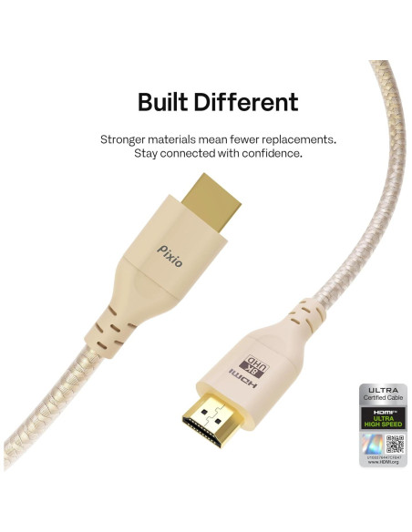 Cable HDMI 2.1 Pixio Beige 1.83 m Ultra Alta Velocidad 8K