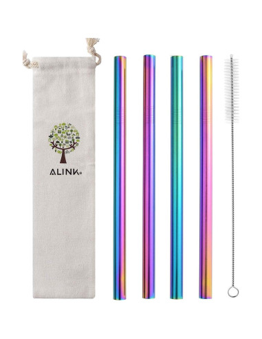 Pajitas de Metal Reutilizables ALINK 23 cm x 12 mm - 4 Unidades