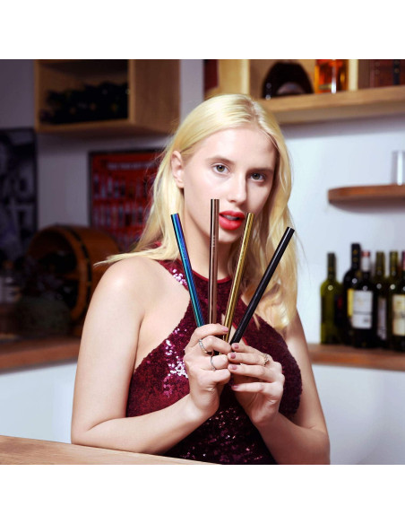 Pajitas de Metal Reutilizables ALINK 23 cm x 12 mm - 4 Unidades