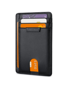 Billetera Slim Buffway RFID Minimalista Negra para Hombre y Mujer