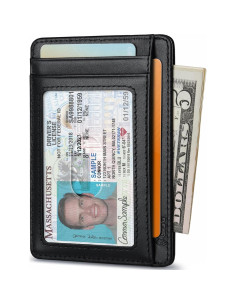 Billetera Slim Buffway RFID Minimalista Negra para Hombre y Mujer 2