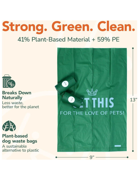 Bolsas de Poop Ecológicas GET THIS - 180 Unidades 33x23 cm