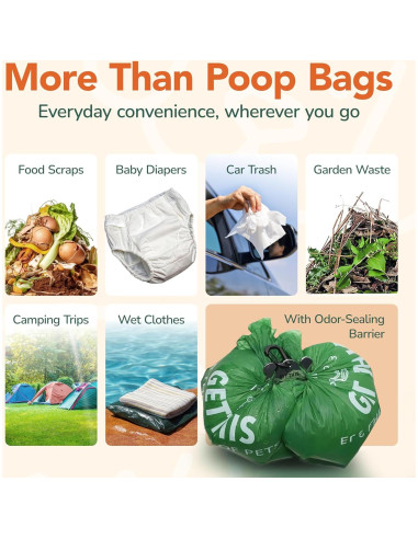 Bolsas de Poop Ecológicas GET THIS - 180 Unidades 33x23 cm