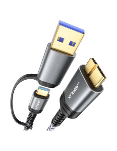 Cable de Disco Duro JSAUX 1.6ft Micro B a USB C/A 20Gbps