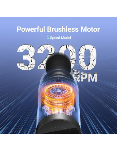 Pistola de Masaje MERACH M019, 6 Cabezas, Alivio Muscular