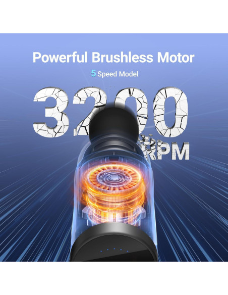 Pistola de Masaje MERACH M019, 6 Cabezas, Alivio Muscular